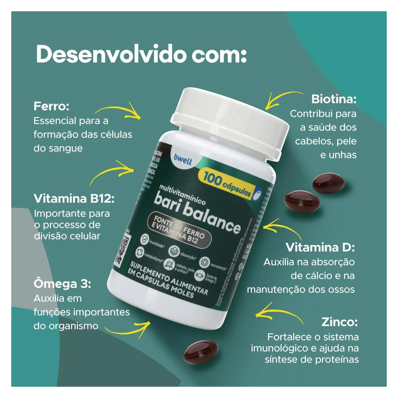 Polivitamínico Bariátrico Bwell Bari Balance 100 Cápsulas