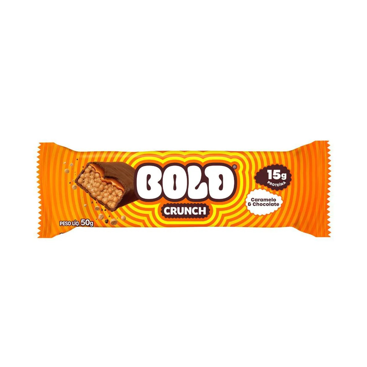 Barra de Proteína Bold Crunch Caramelo & Chocolate 50g