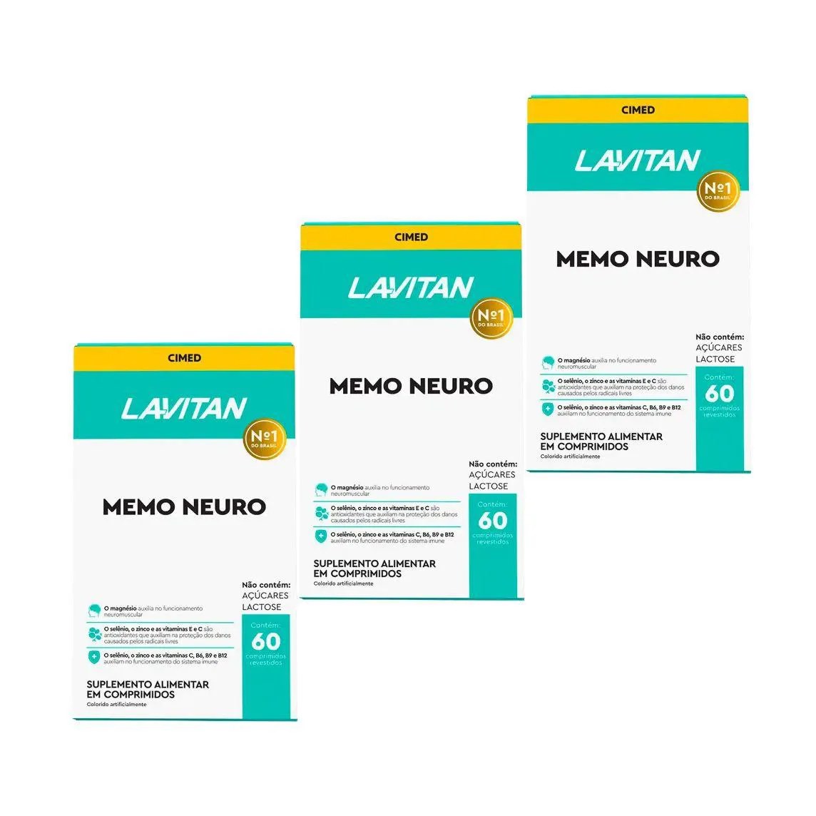 Kit 3 Unidades Lavitan Memo Neuro Cimed com 60 Capsulas