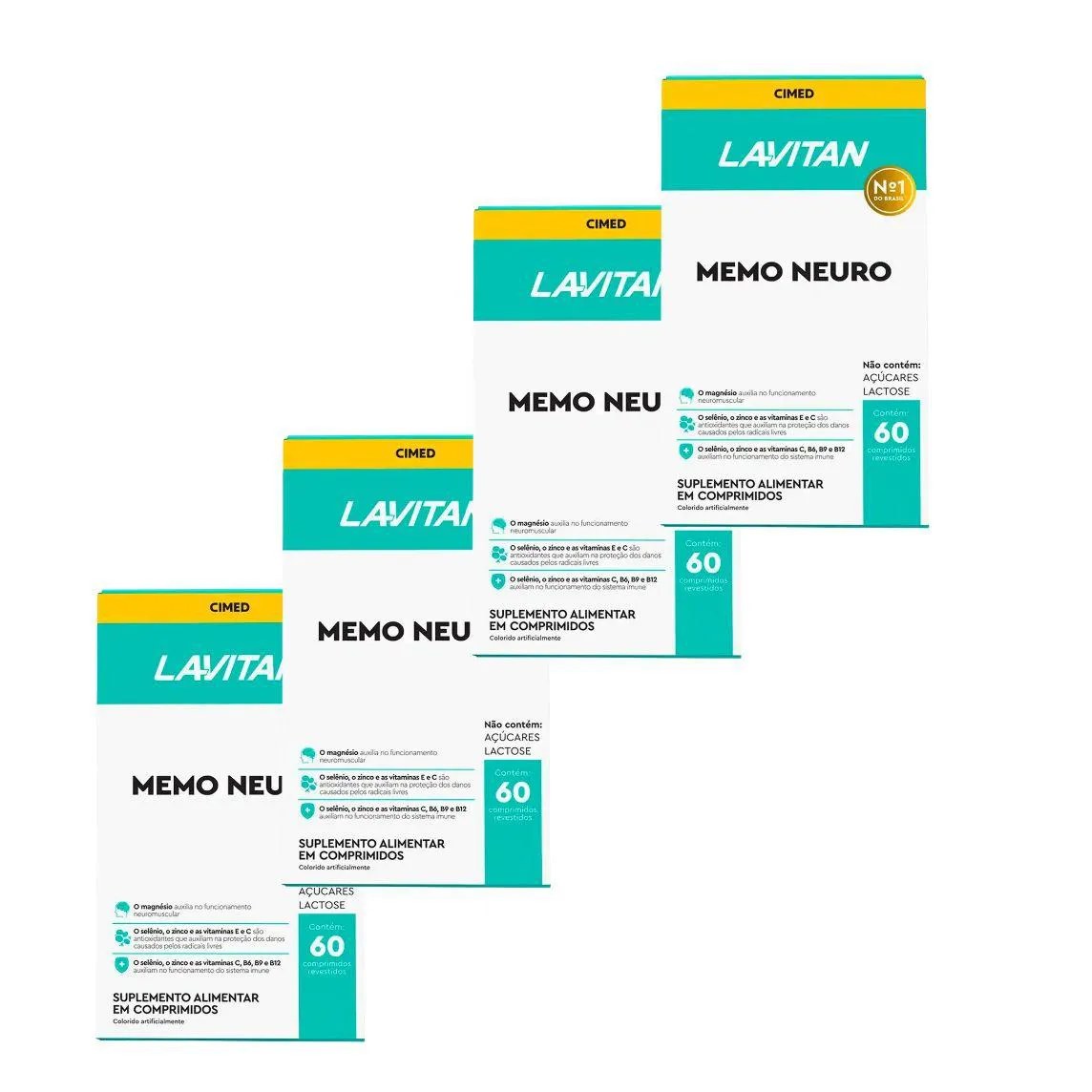 Kit 4 Unidades Lavitan Memo Neuro Cimed com 60 Capsulas