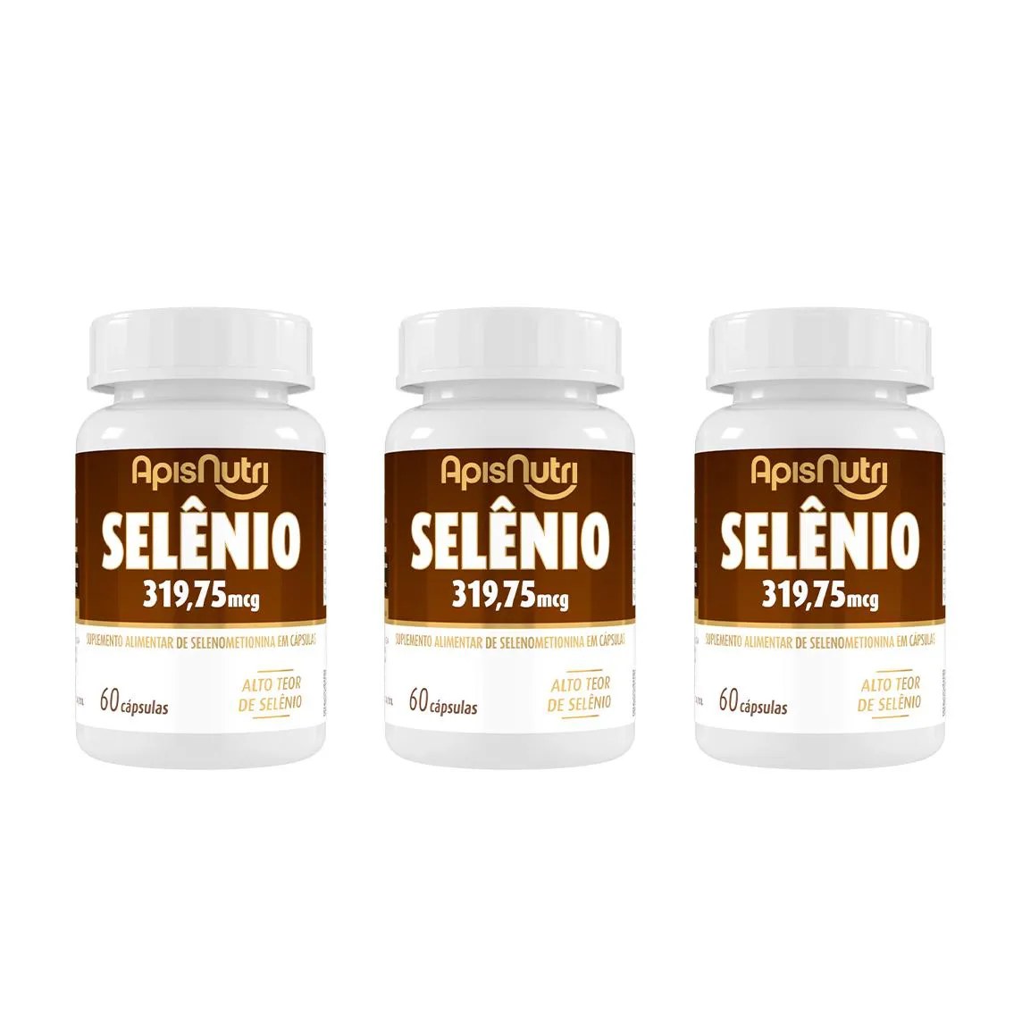 Kit 3 Suplemento Alimentar Selenio 319mcg 60 cápsulas - Apisnutri