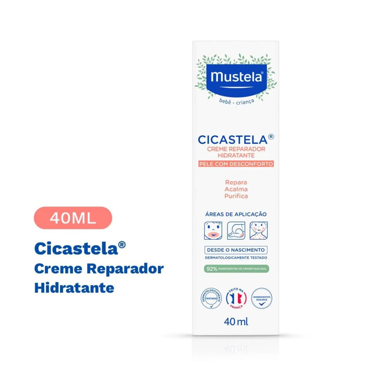 Creme Reparador Hidratante Mustela Bebê Cicastela Pele Sensibilizada com 40ml