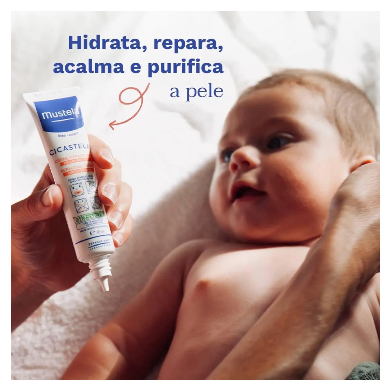 Creme Reparador Hidratante Mustela Bebê Cicastela Pele Sensibilizada com 40ml