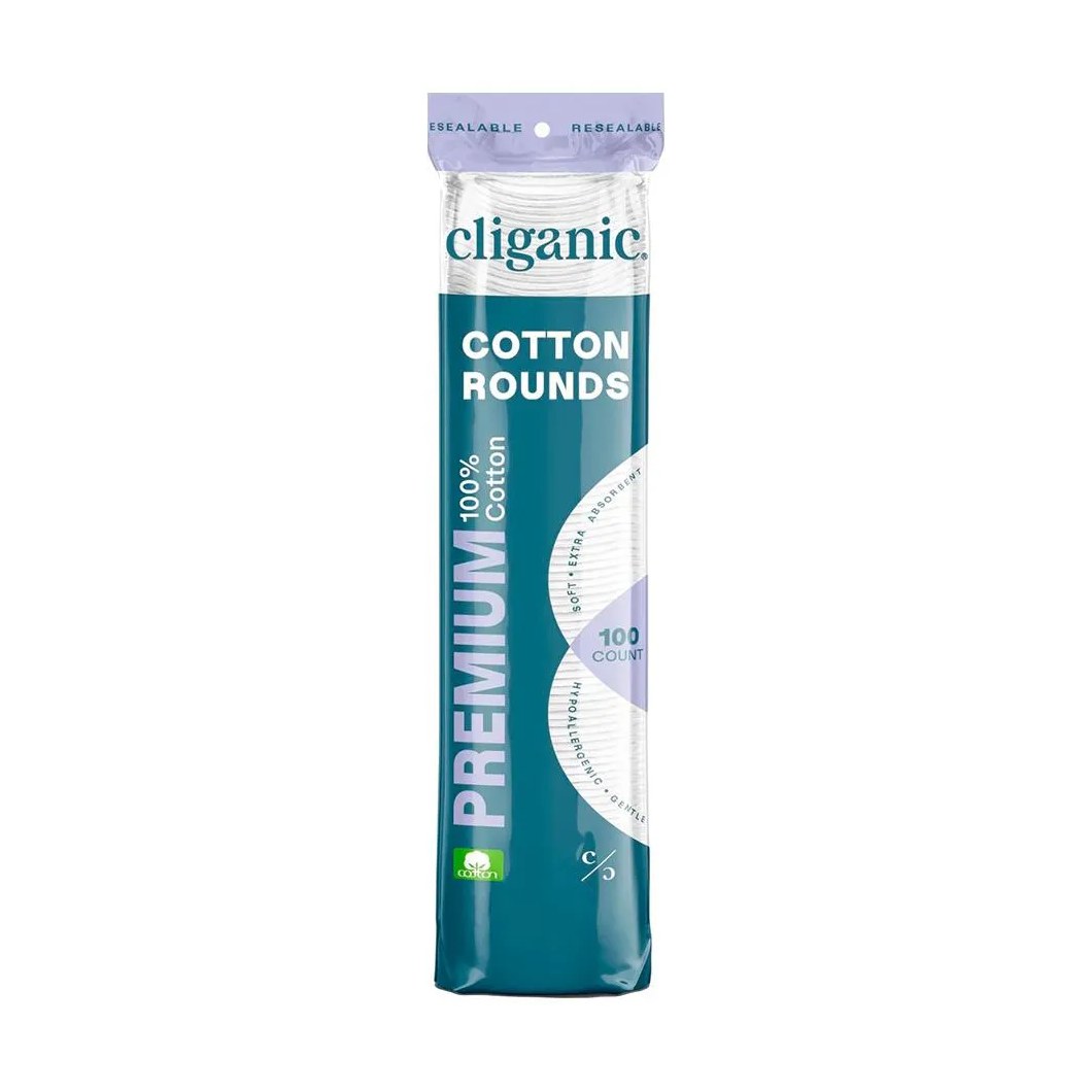 Disco Algodão Premium Cliganic Limpeza Facial Psc 100un
