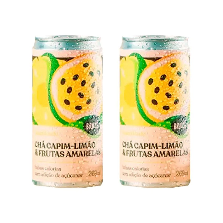 Kit 2x: Chá de Capim Limão com Frutas Amarelas Gaseificado Brazô 269ml