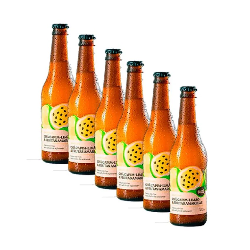 Kit 6x: Chá de Capim Limão com Frutas Amarelas Gaseificado Brazô 350ml