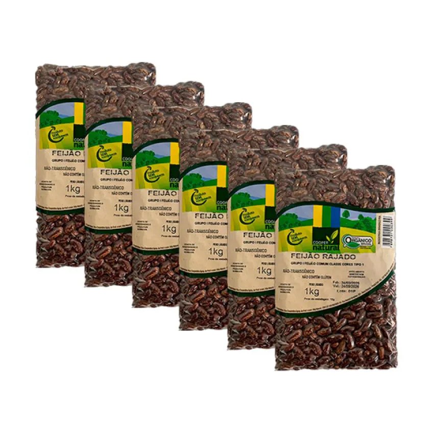 Kit 6X: Feijão Rajado Orgânico Coopernatural 1KG