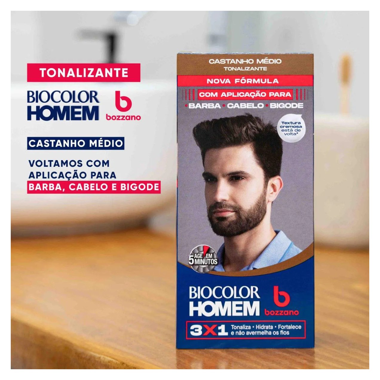 Tonalizante de Cabelo Biocolor Homem Bozzano - Castanho Médio