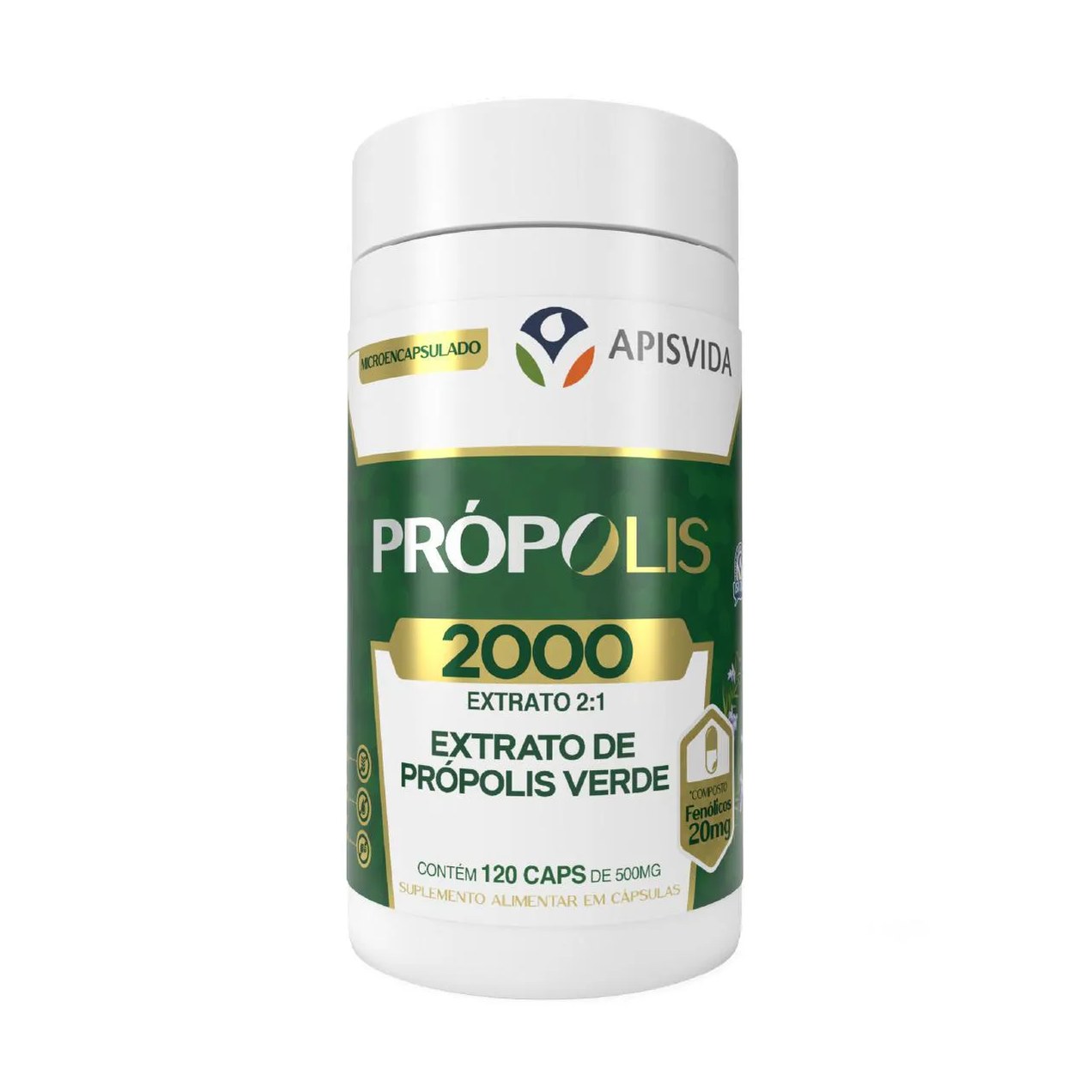 Própolis Verde 500mg - 120 cápsulas - Apisvida