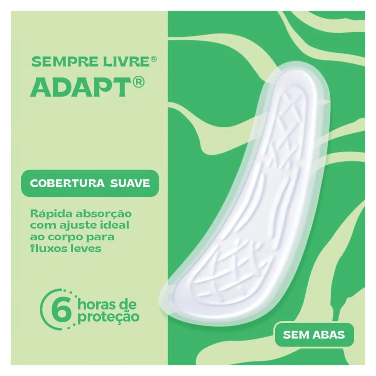 Absorvente Sempre Livre Adapt Cobertura Suave Sem Abas com 8 unidades