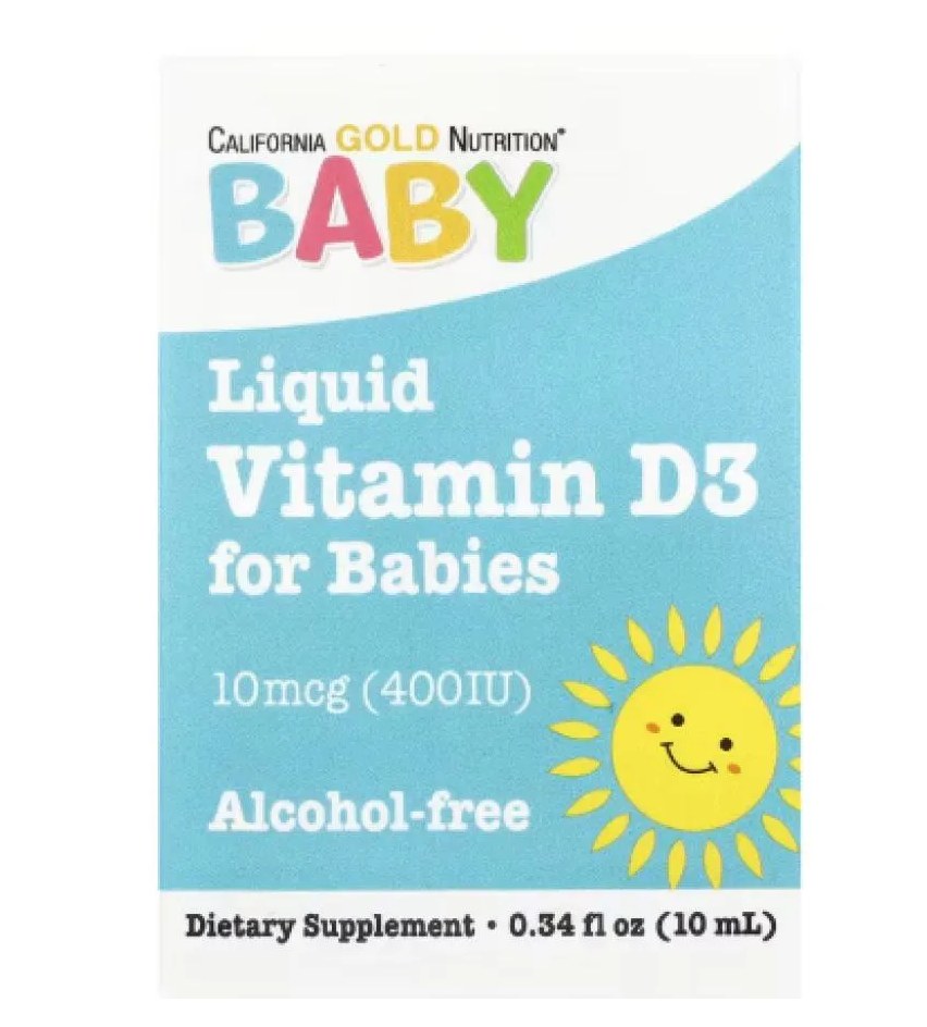 Vitamina D3 em Gotas para Bebês, 10 Mcg (400 Ui) 10 Ml - California Gold Nutrition