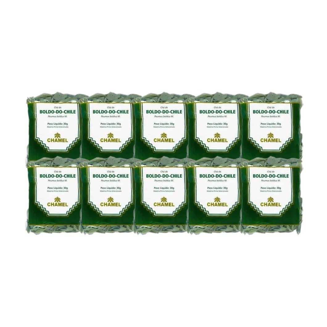 Kit 10X Chá Pacote Boldo Do Chile Folhas 30G - Chamel