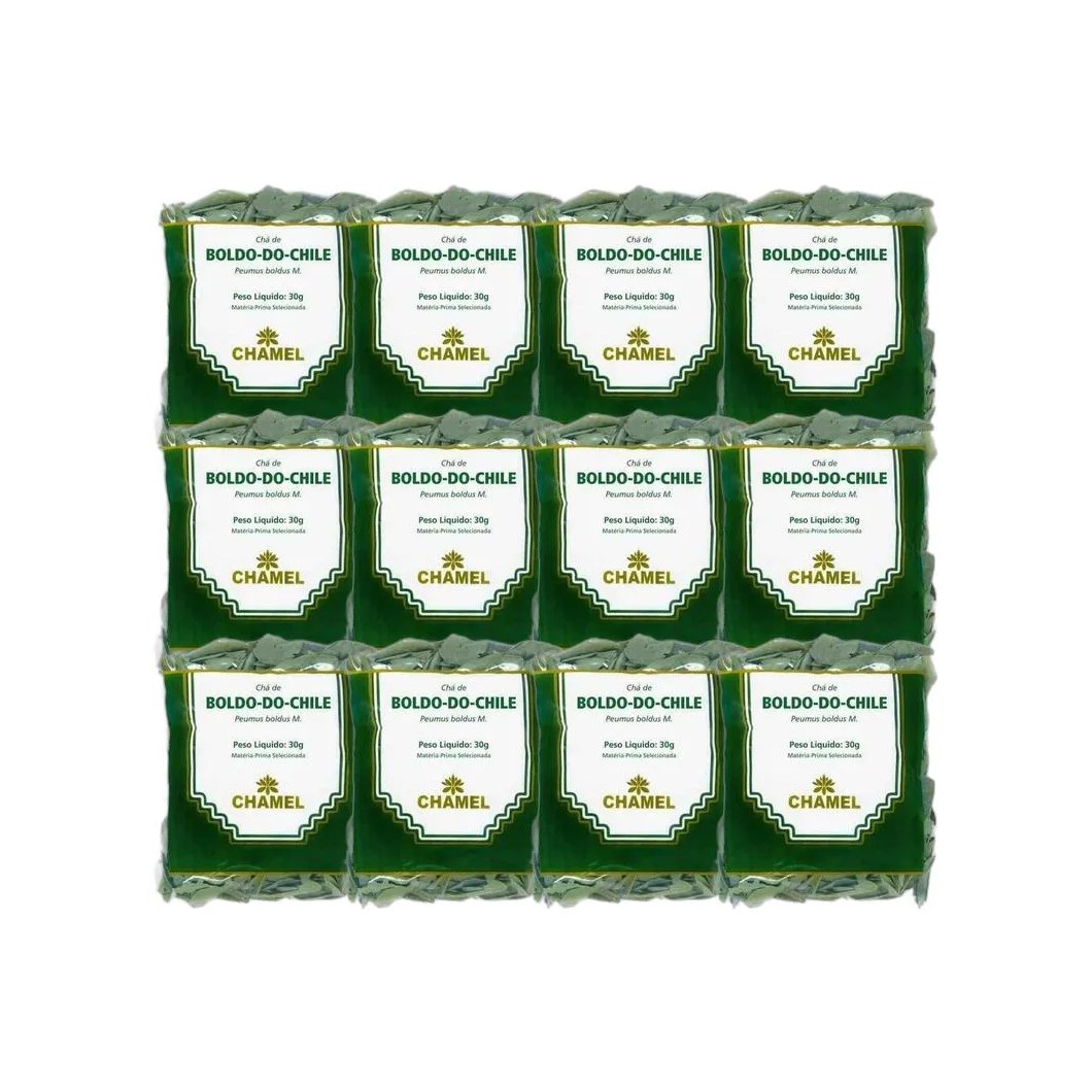 Kit 12X Chá Pacote Boldo Do Chile Folhas 30G - Chamel