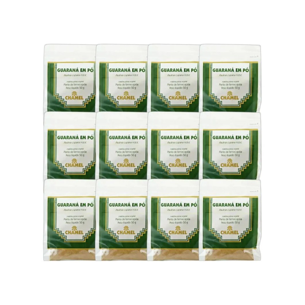 Kit 12X Pacote De Guarana Em Pó 50G - Chamel