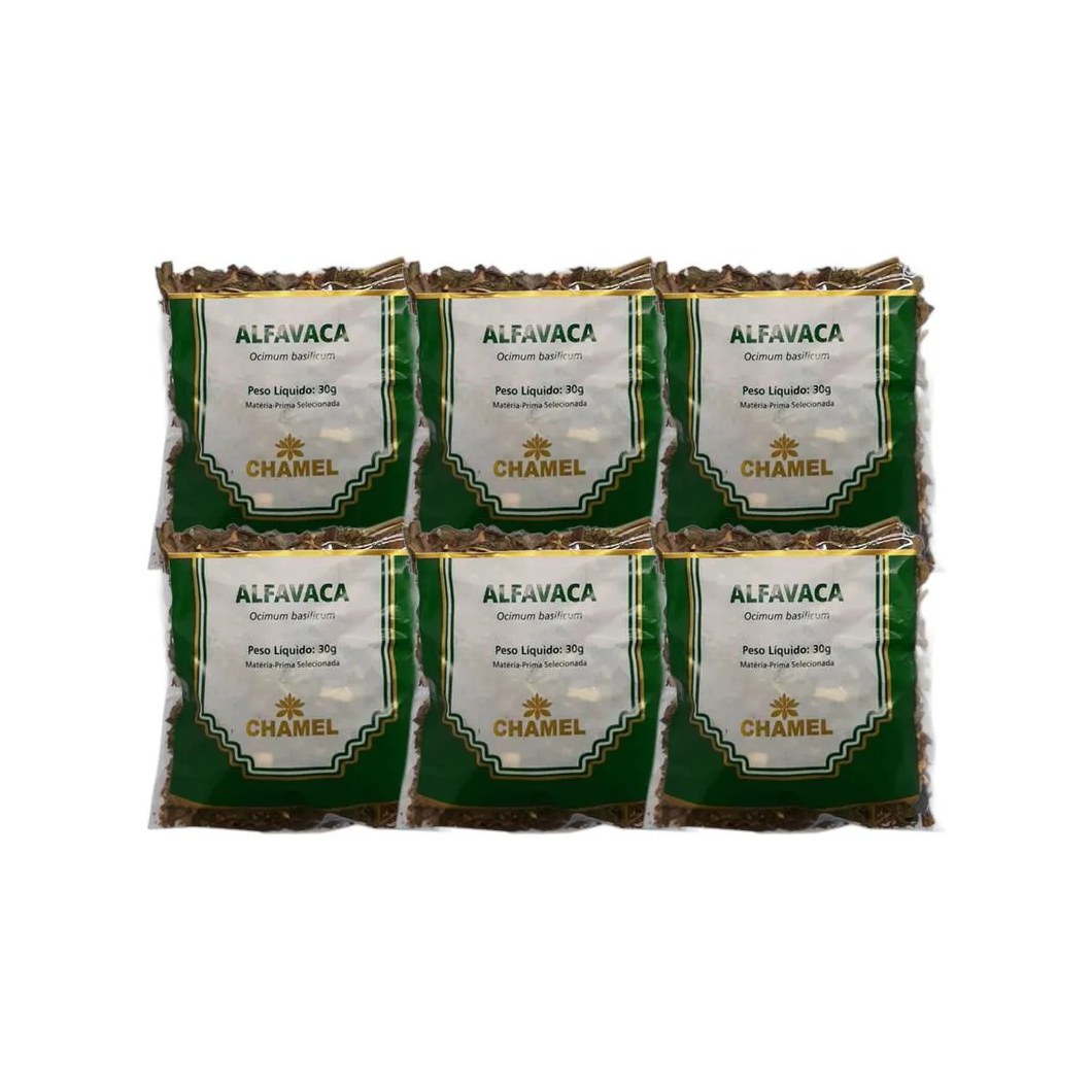 Kit 6X Chá Pacote Alfavaca Mista 30G - Chamel