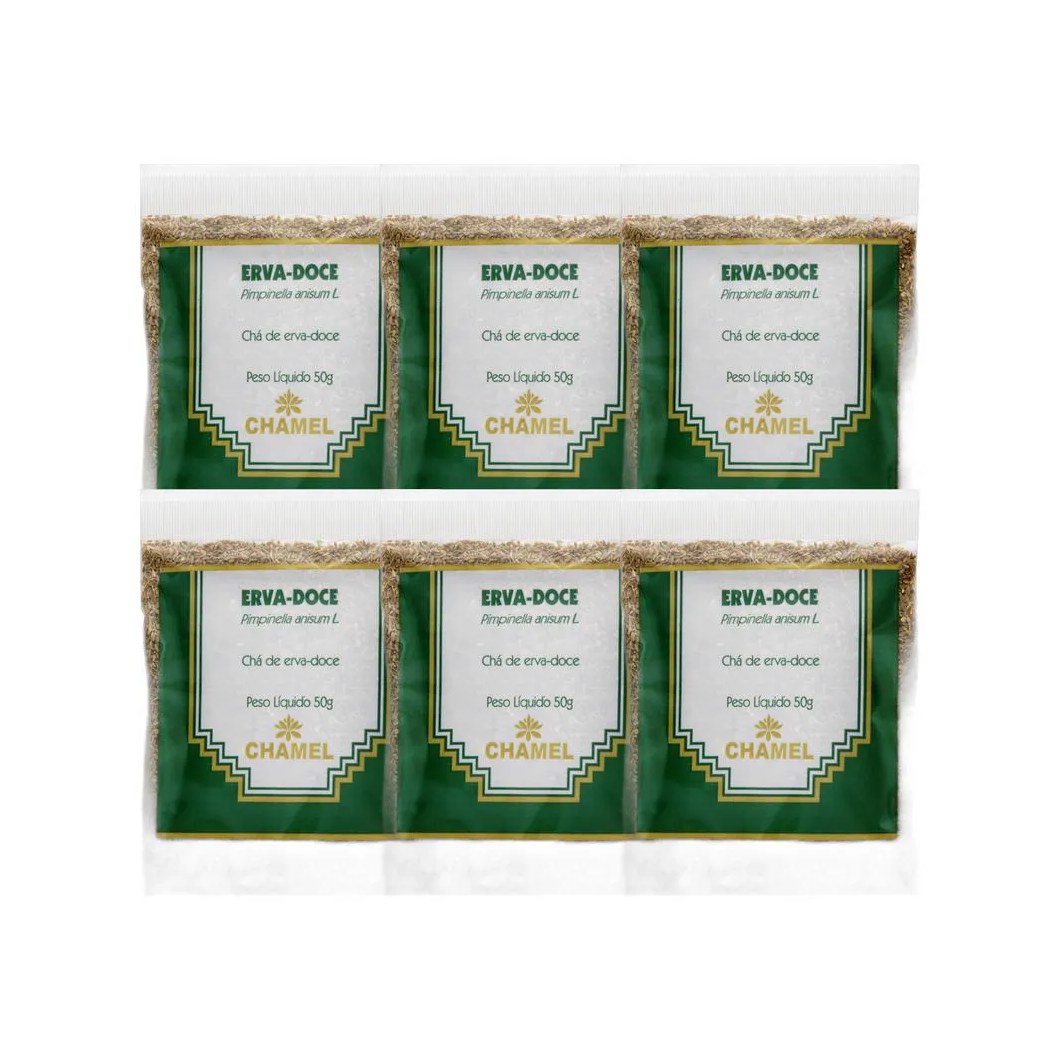 Kit 6X Chá Pacote Erva Doce 50G - Chamel