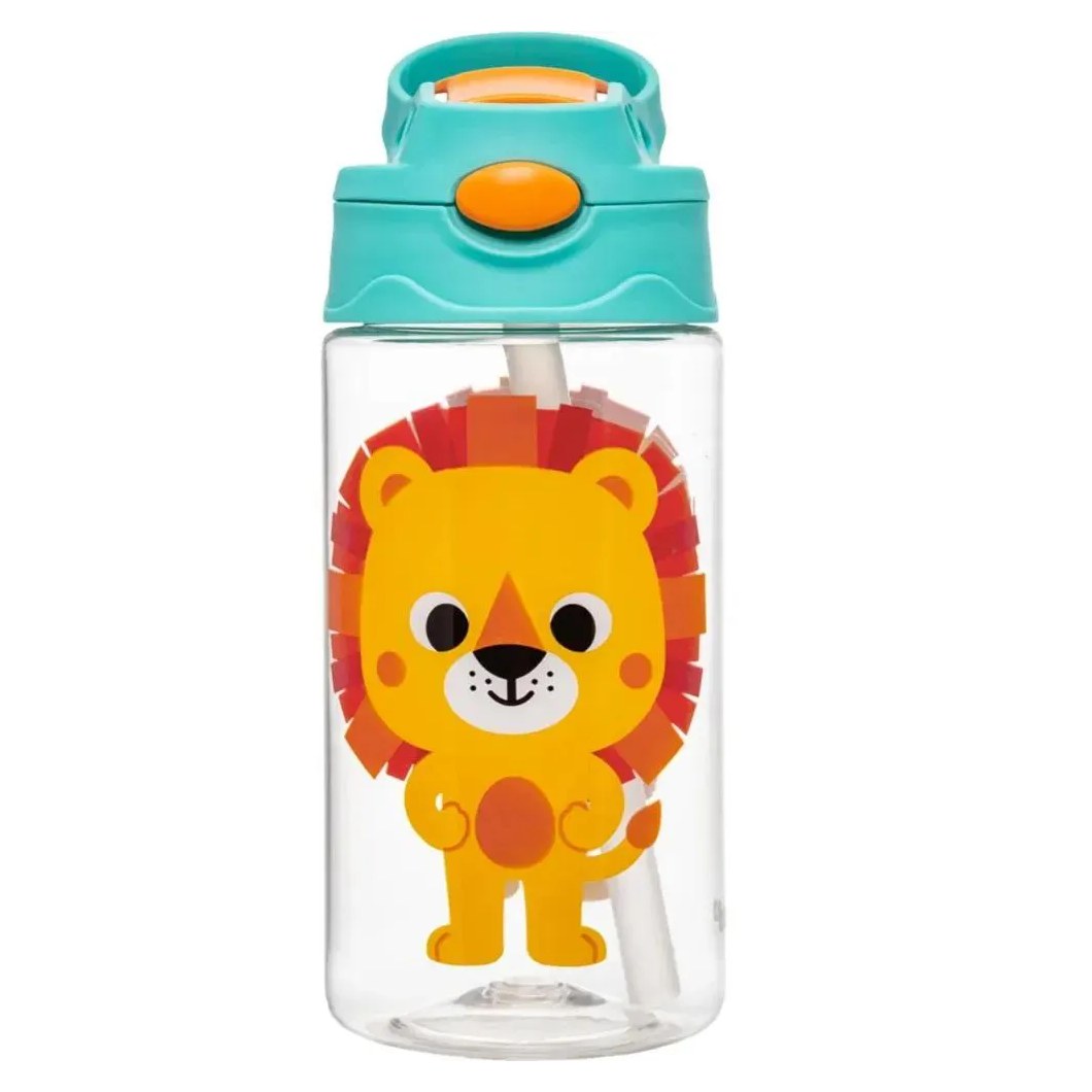 Garrafinha Tritan Canudo Zoo Leão 450Ml Buba