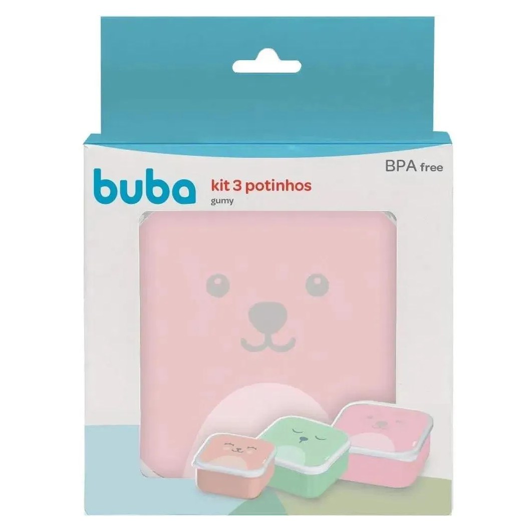 Kit 3 Potinhos Gumy Rosa Buba