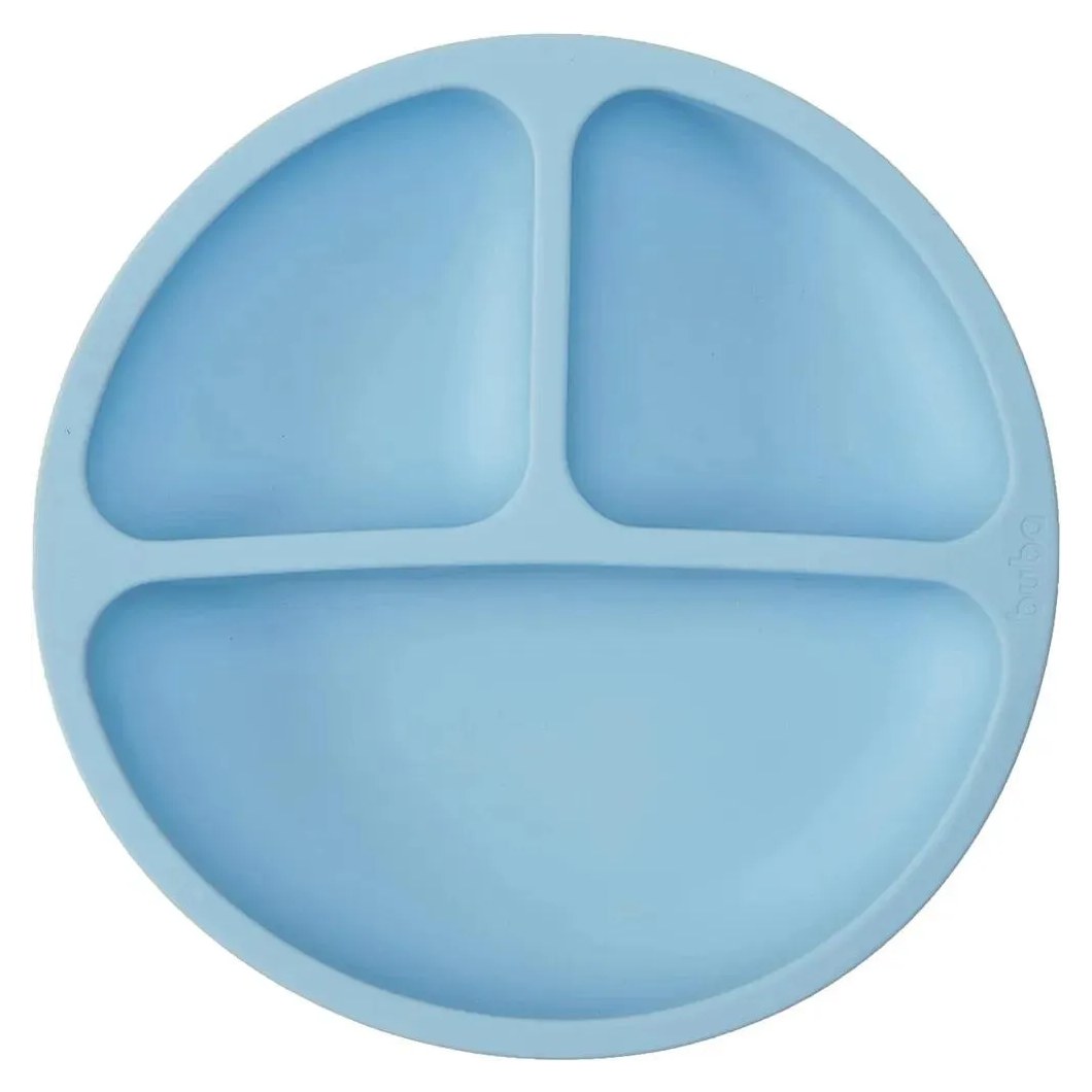 Prato Silicone Com Divisória E Ventosa Azul Buba