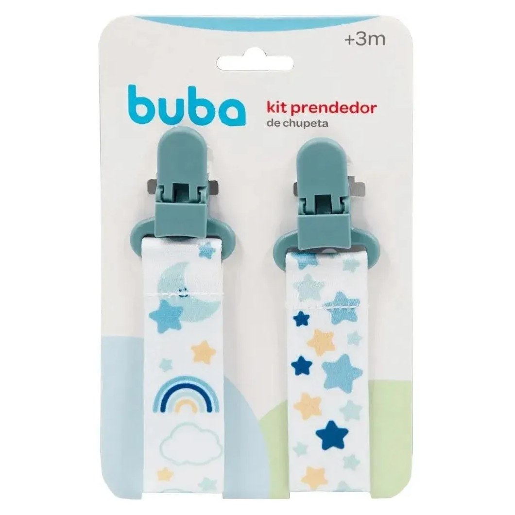 Prendedor De Chupeta 2Und Estrelas Azul Buba