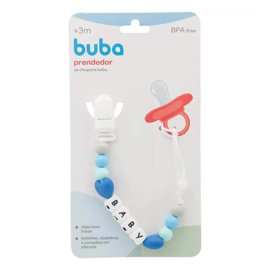 Prendedor De Chupetas Baby Azul Buba