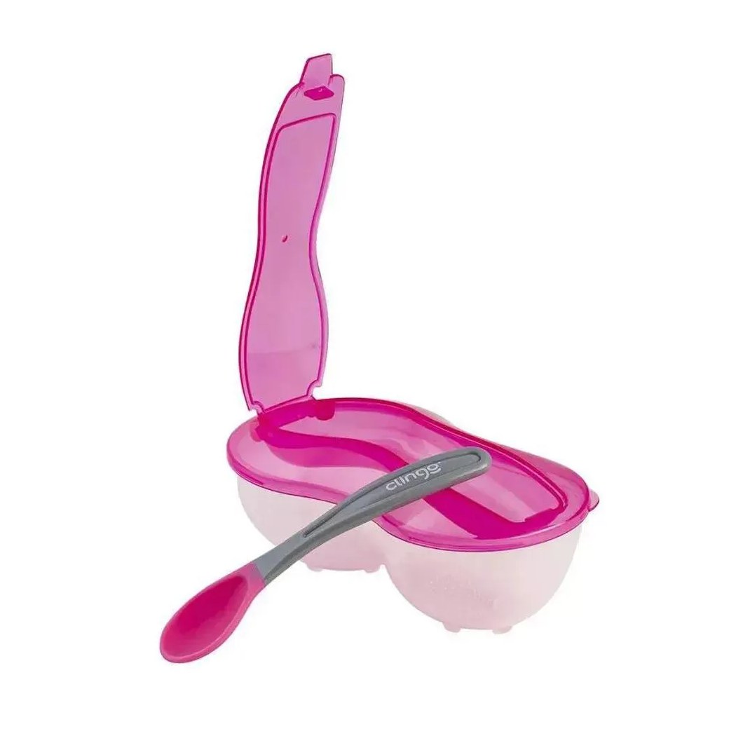 Prato Com Divisória E Colher Rosa +6M Clingo