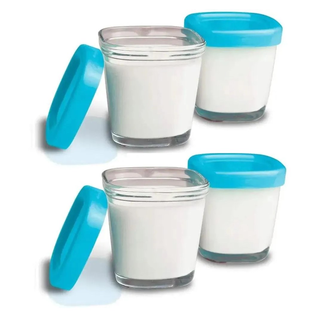 Potes De Vidro Armazenamento Leite E Papinhas C/4 Azul Clingo