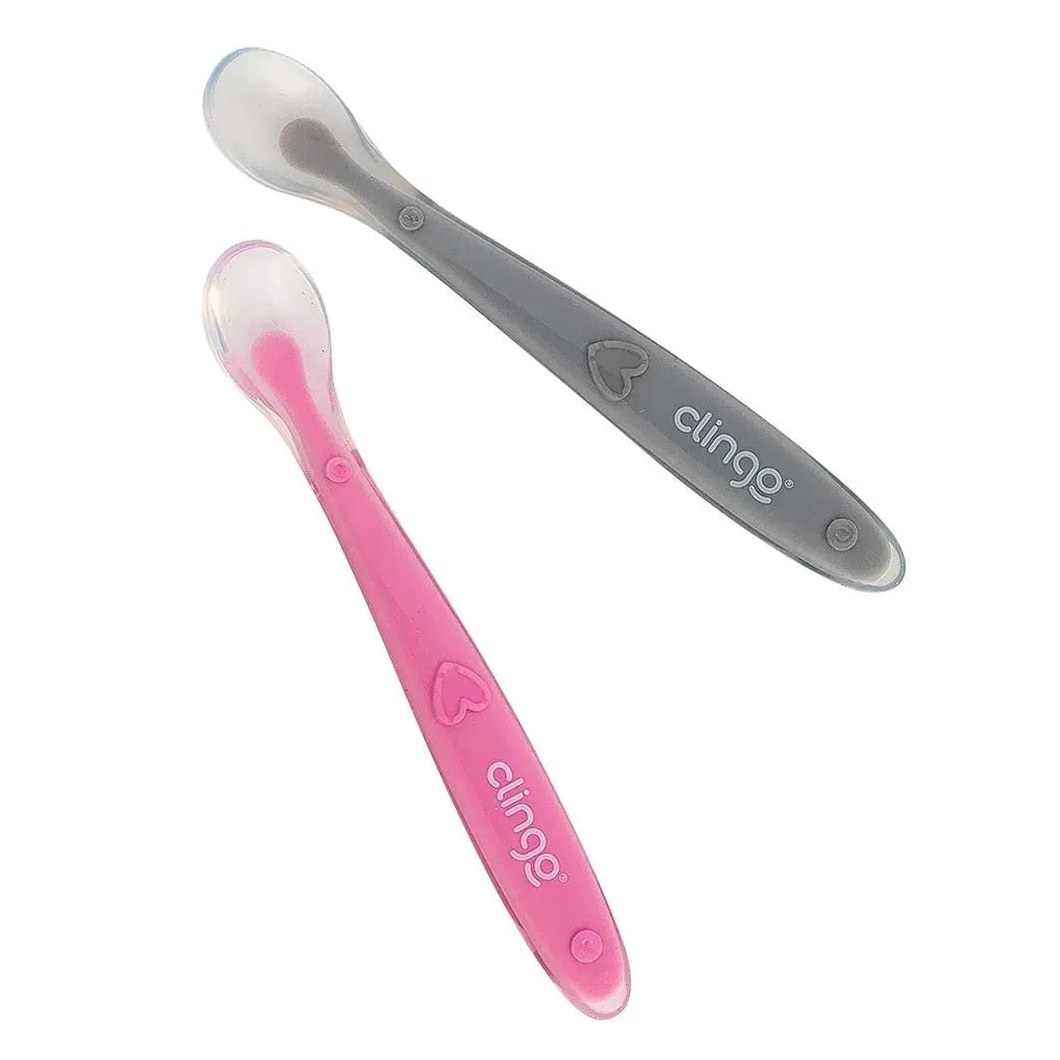 Colheres De Silicone Premium +6M Rosa 2Und Clingo