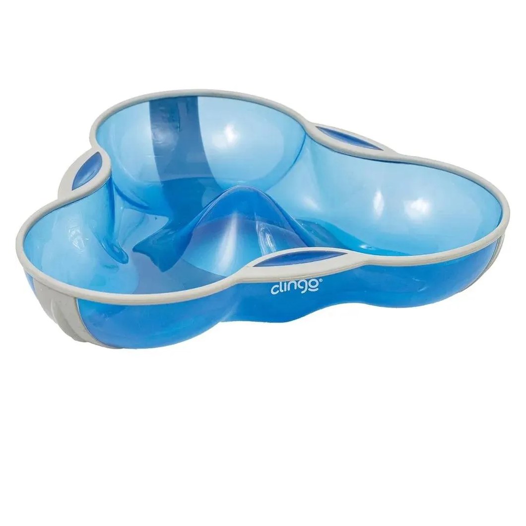 Prato com Divisórias Antiderrapante Azul Clingo