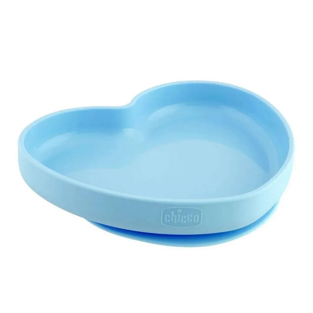 Prato de Silicone com Ventosa Coração Azul Chicco