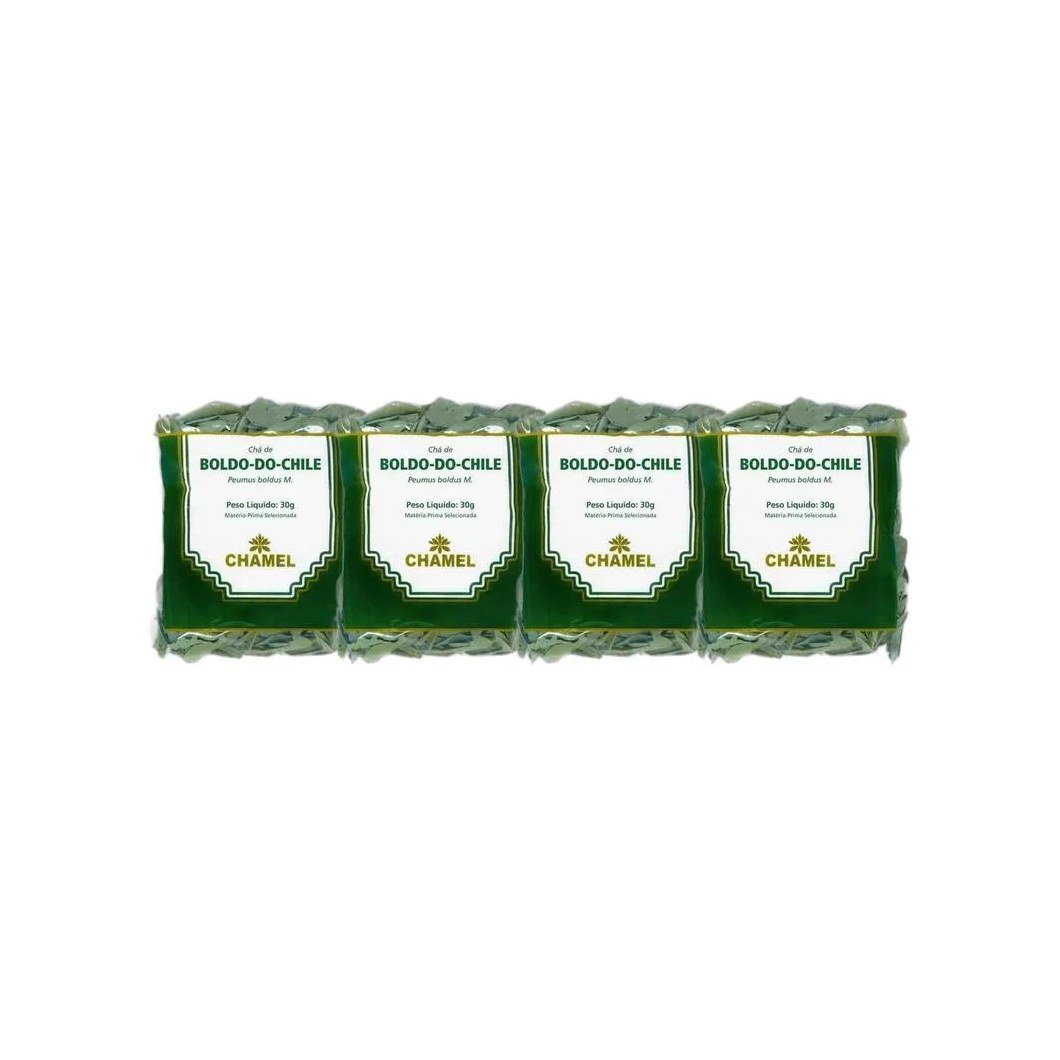 Kit 4X Chá Pacote Boldo do Chile Folhas 30G - Chamel