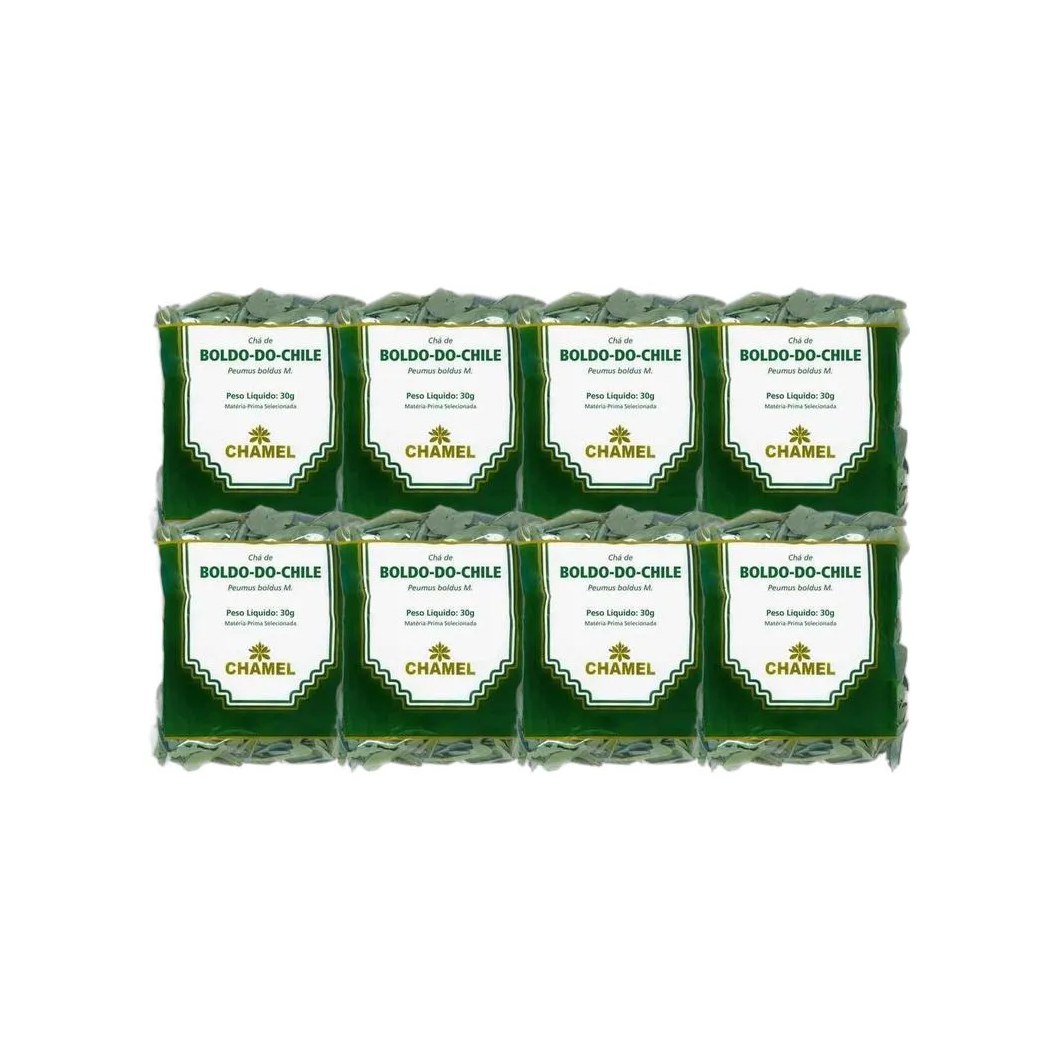 Kit 8X Chá Pacote Boldo do Chile Folhas 30G - Chamel