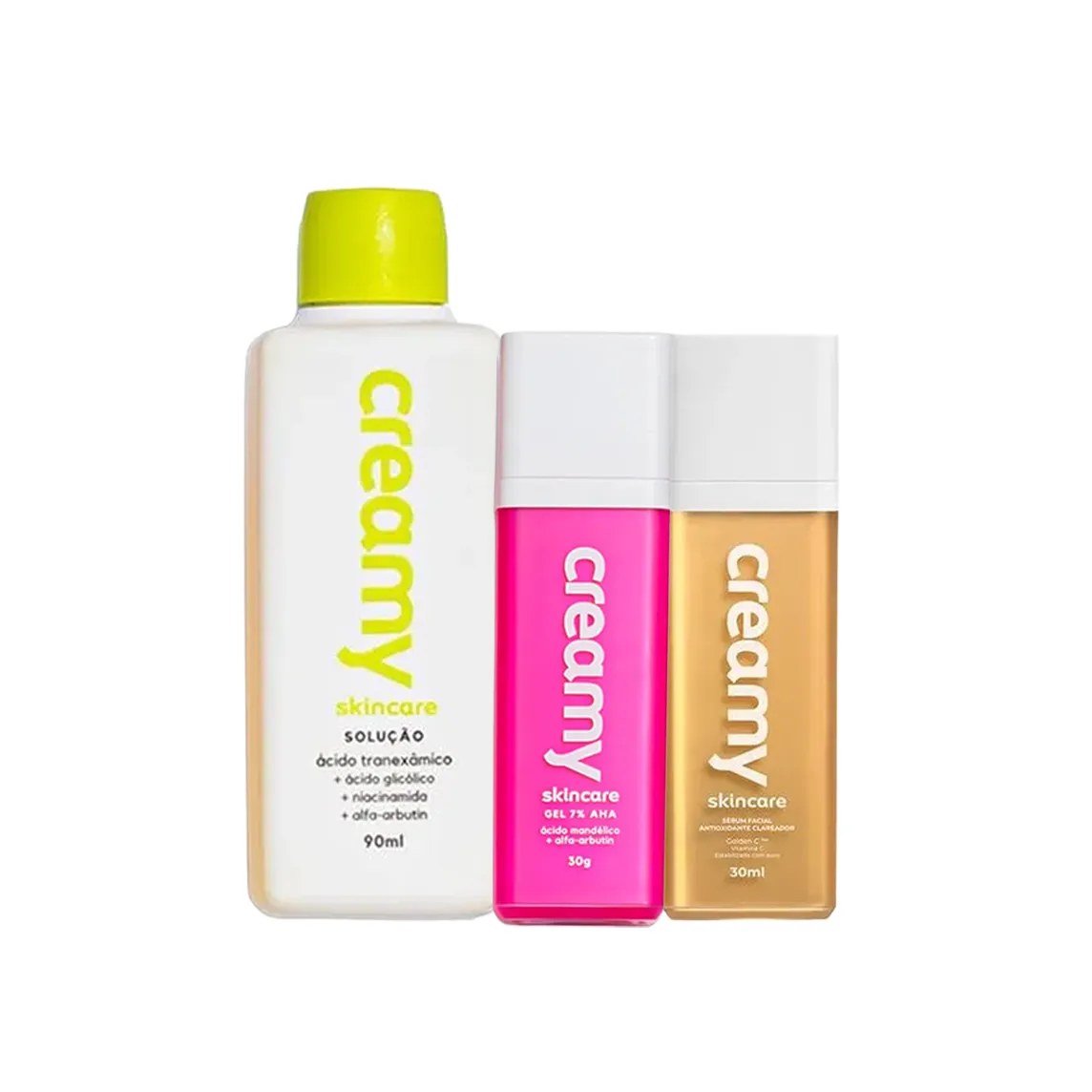 Kit Facial Creamy Skincare Sérum Clareador 30ml + Gel Clareador Antiacne 30g + Tônico Clareador 90ml