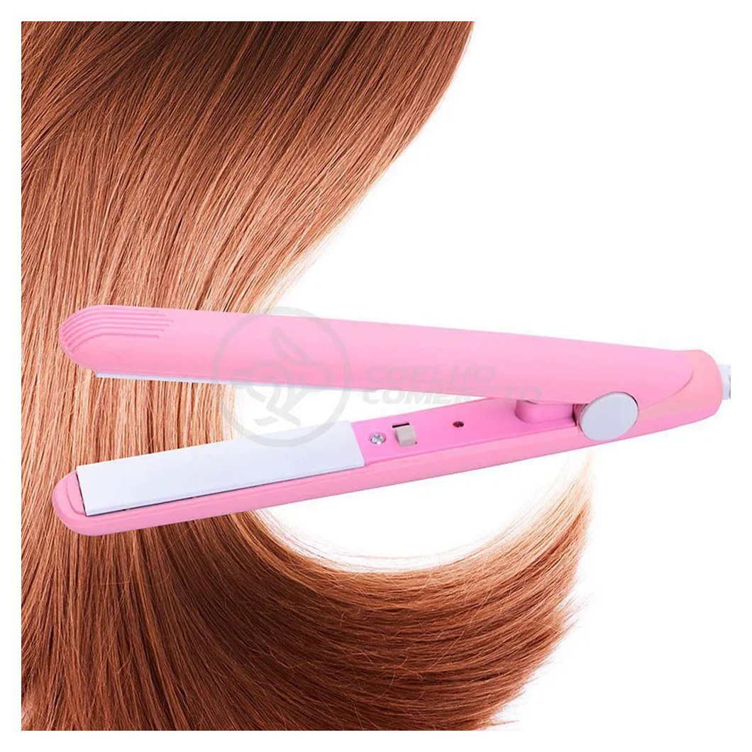 Mini Chapinha Prancha 17Cm Bivolt 110|220V Profissional Rosa