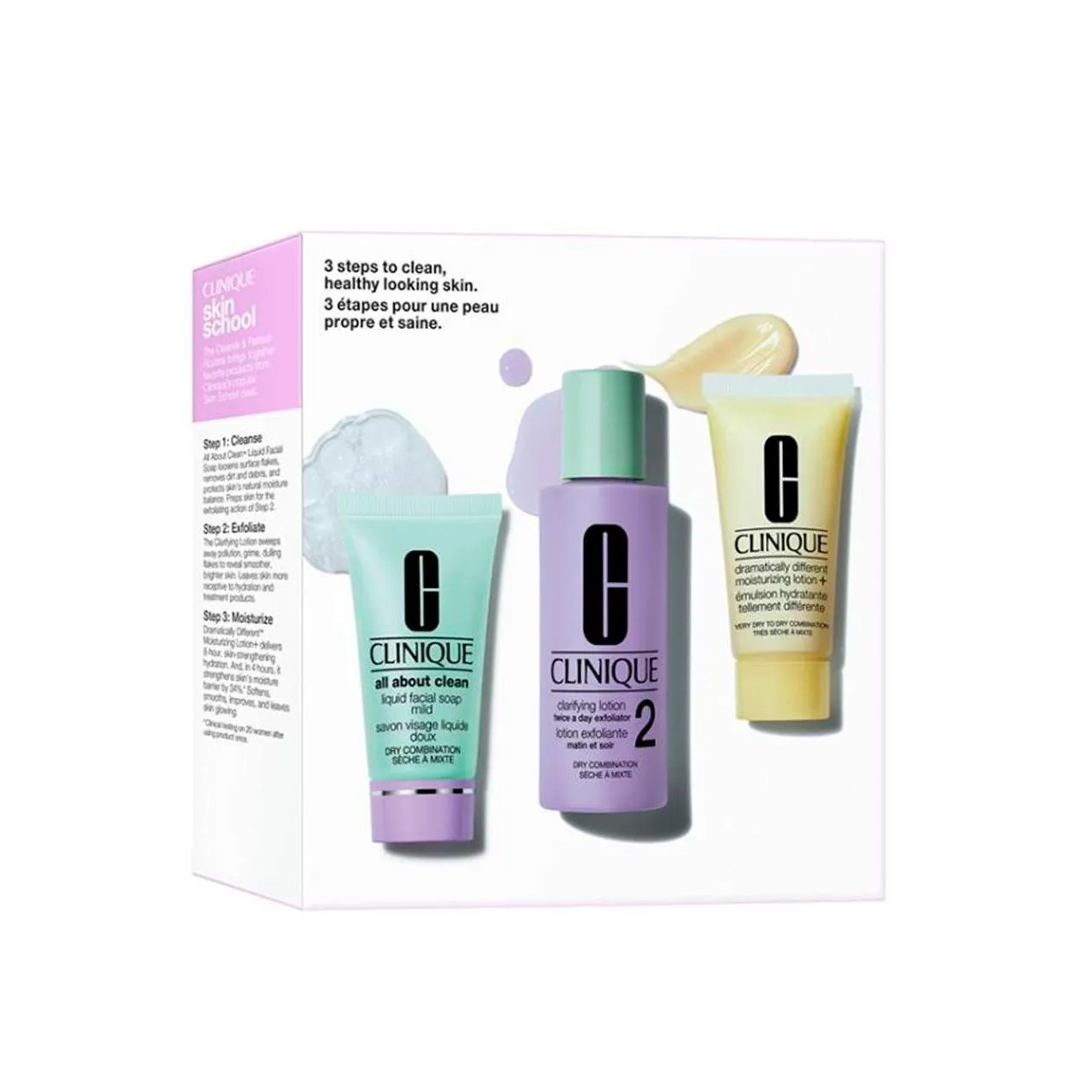 Kit Facial Clinique 3 Passos Para Pele Mista a Seca Sabonete Líquido + Hidratante + Tônico 1 unidade