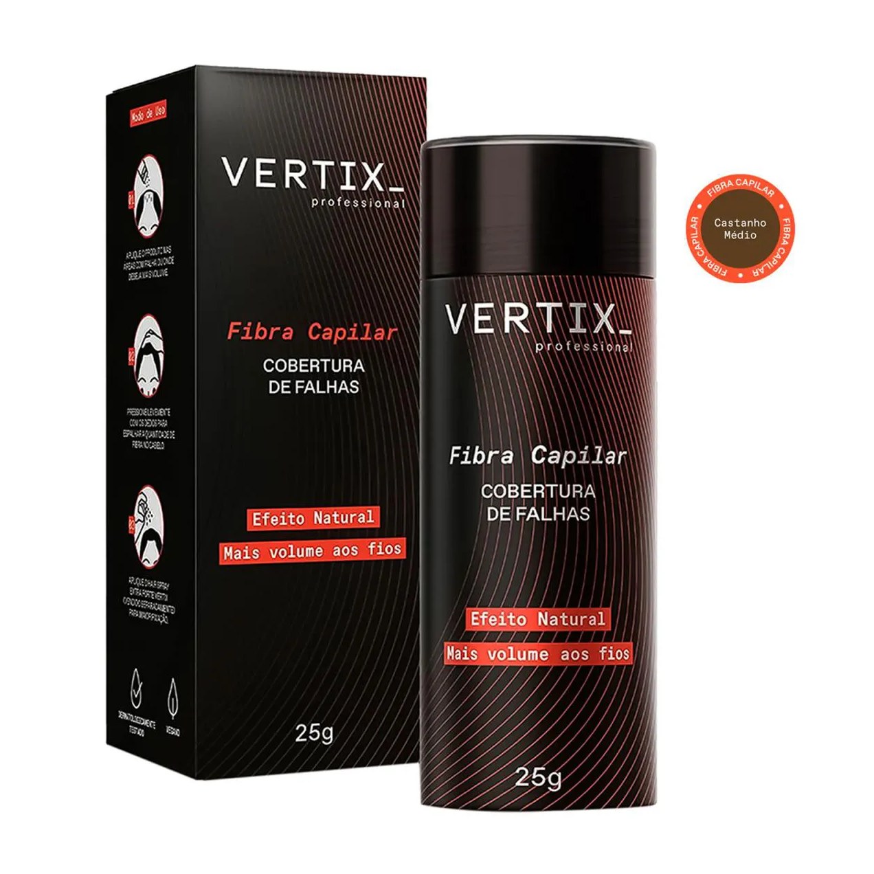 Vertix Professional Fibra Capilar Castanho Médio 25g