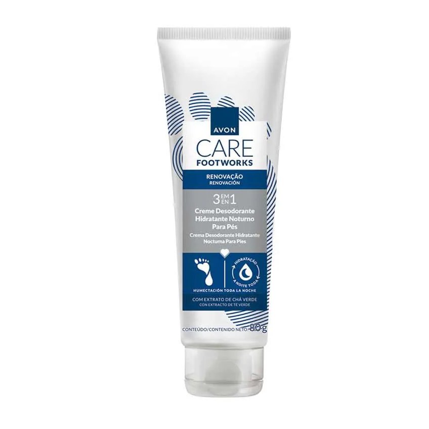 Avon Footworks Creme Desodorante Hidratante Noturno Pés 80G
