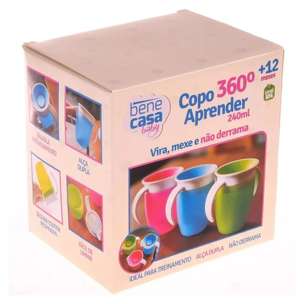 Copo 360º com Alça 240Ml +12M Verde Bene Casa