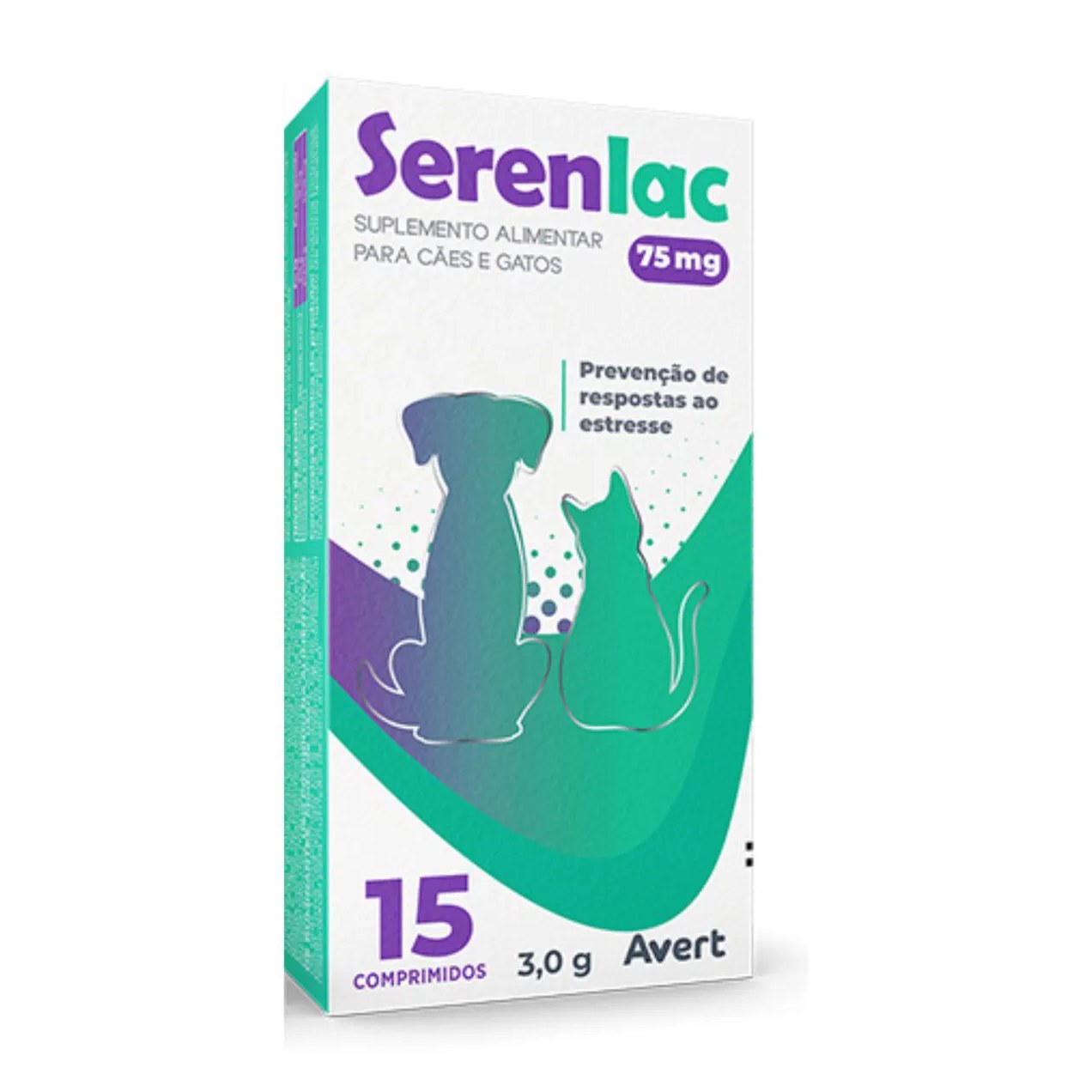 Suplemento Alimentar Serenlac 75Mg para Cães e Gatos 15 Comprimidos