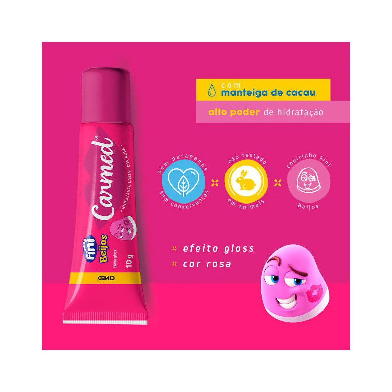 Hidratante Labial Carmed Fini Beijos com Cor Efeito Gloss 10g