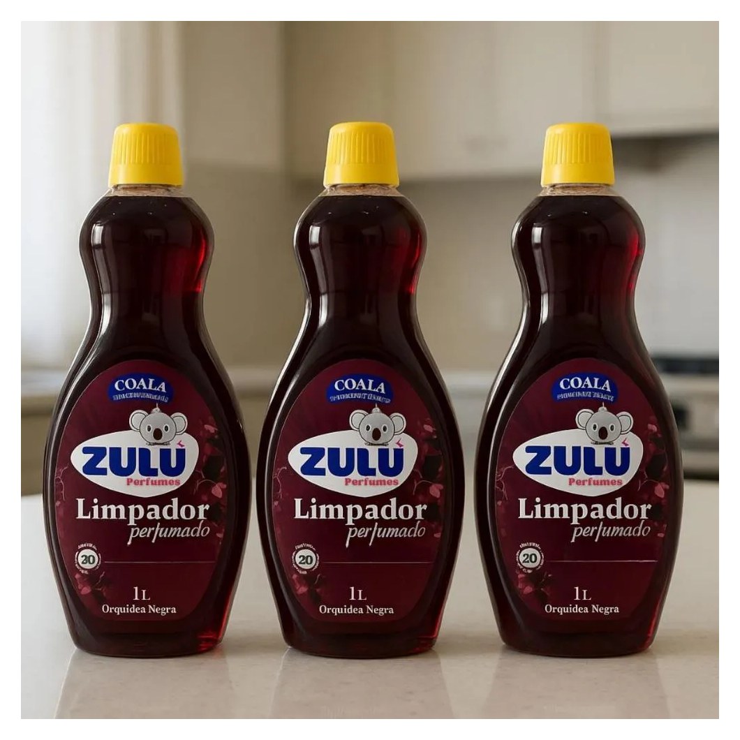 Kit Coala Zulu Perfumes: 3 Limpadores Perfumados Orquídea Negra 1l