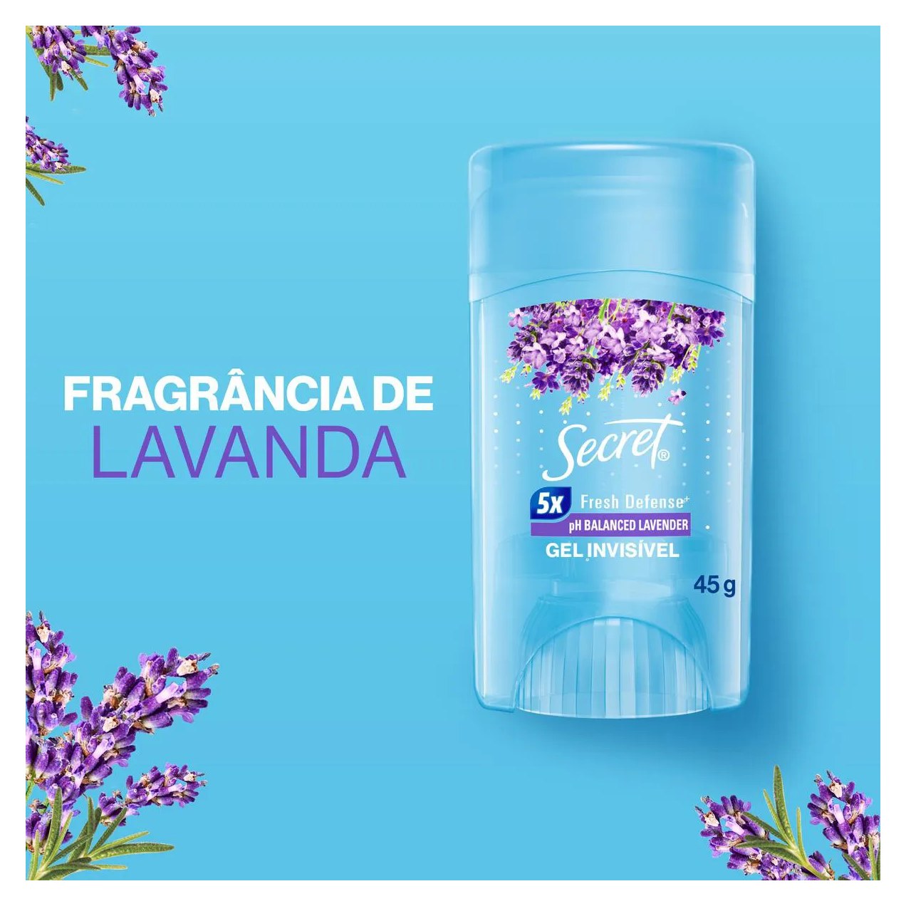 Desodorante Twist Stick em Gel Secret pH Balanceado Lavander 48h 45g