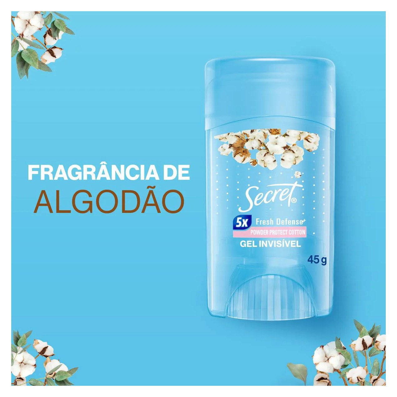 Desodorante Antitranspirante Secret Powder Protect Cotton Gel 48h Feminino 45g