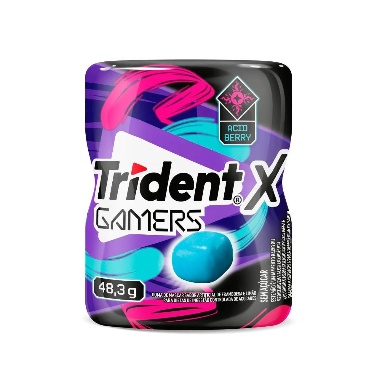 Goma de Mascar Trident X Gamers Acid Berry Sem Açúcar 48,3g