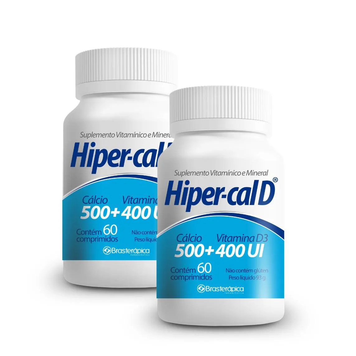 Kit 2 Frascos Carbonato de Calcio Hiper Cal Vitamina D 500 400Ui