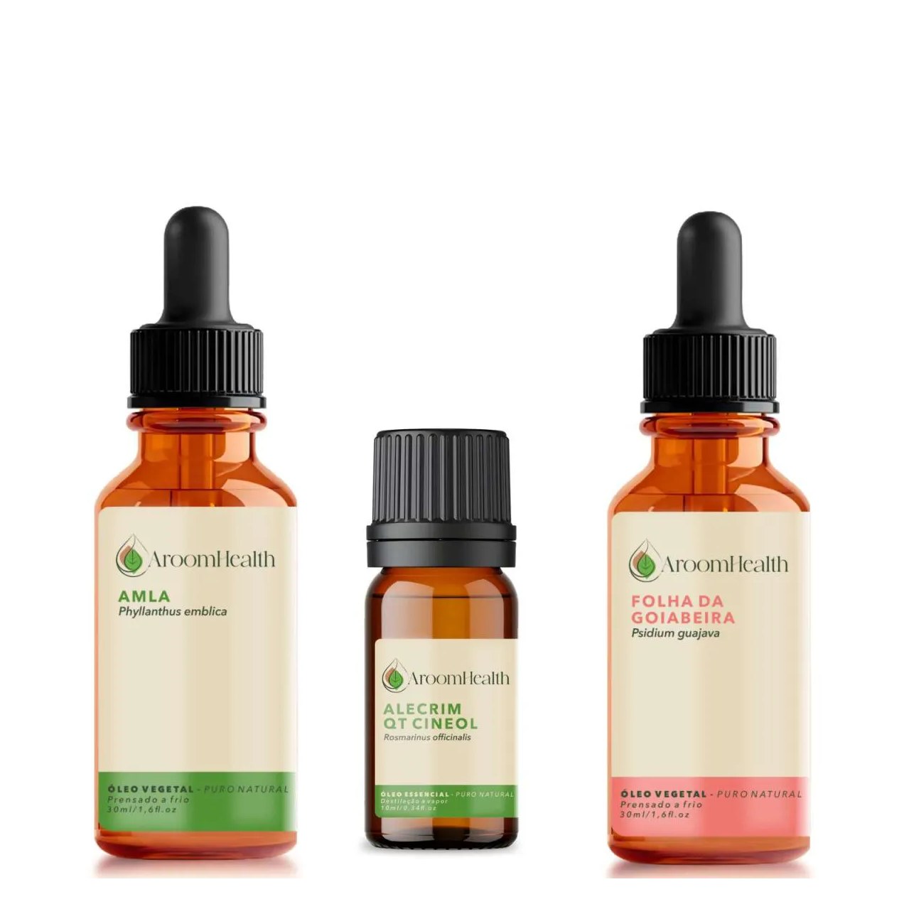 Kit de Óleos Capilares Amla, Alecrim Essencial e Folha da Goiabeira