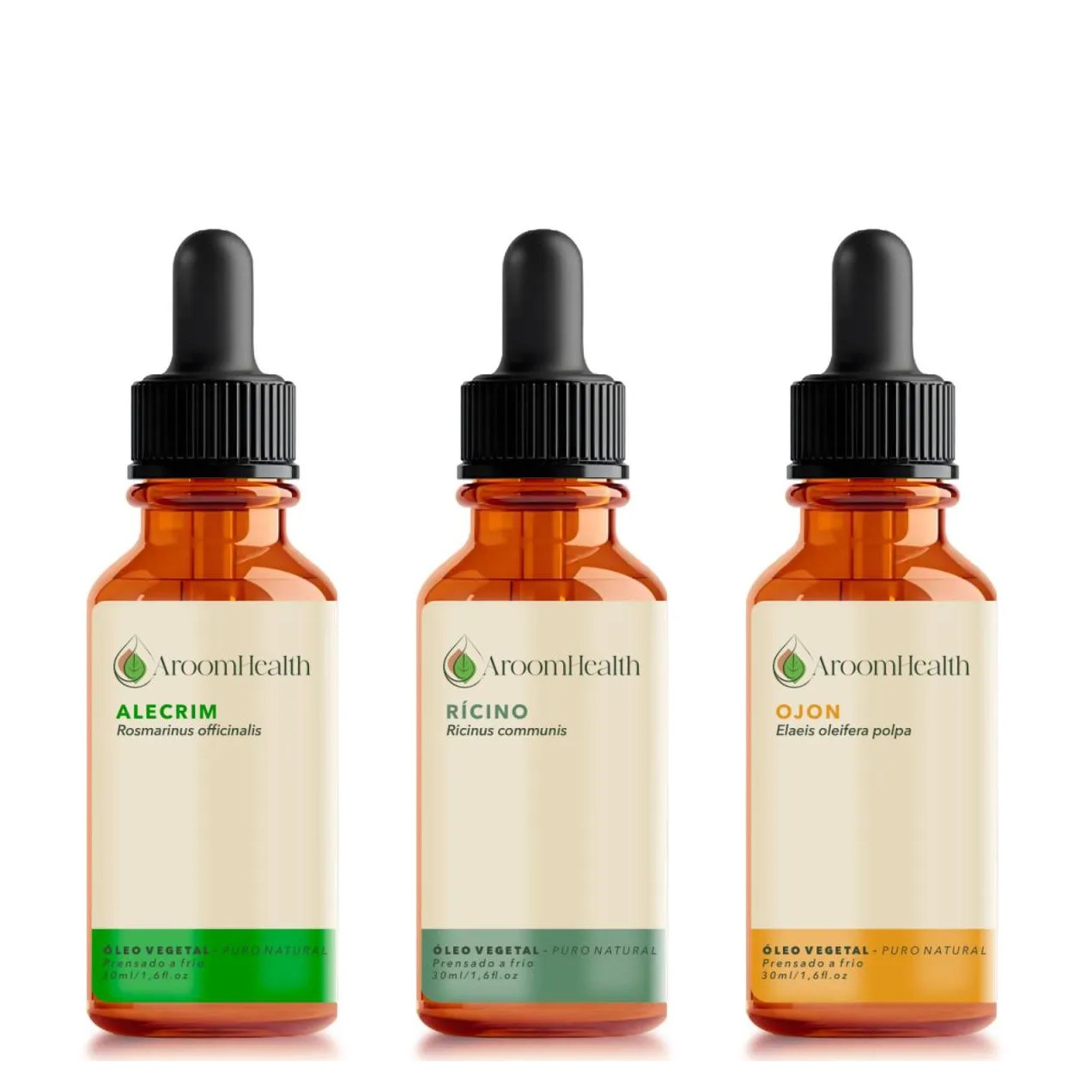 Kit Óleos Vegetais de Alecrim, Ojon Polpa/batana e Rícino -30ml Cada