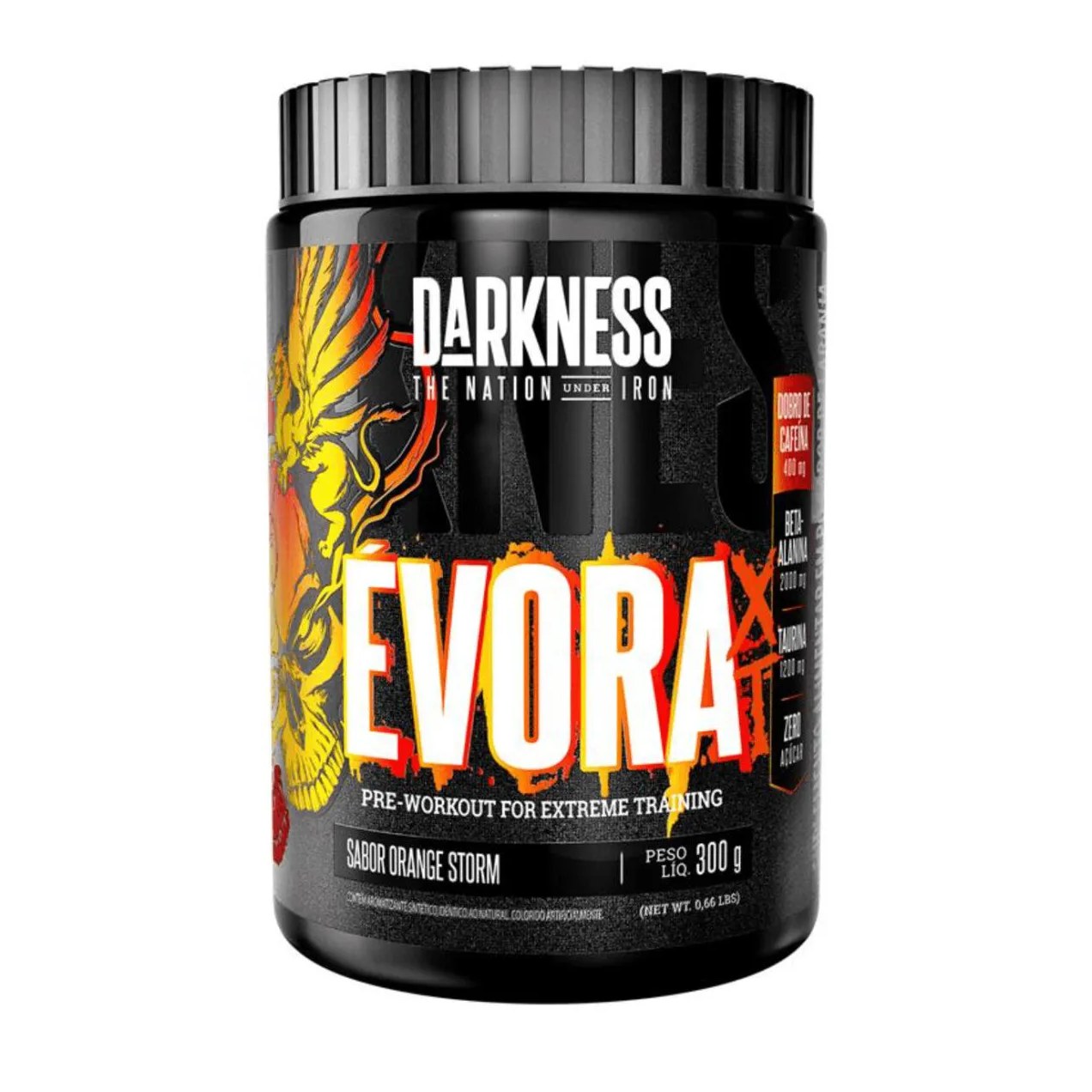 Évora Xt Darkness - Pré-Treino com Dobro de Cafeína 300g Orange Storm