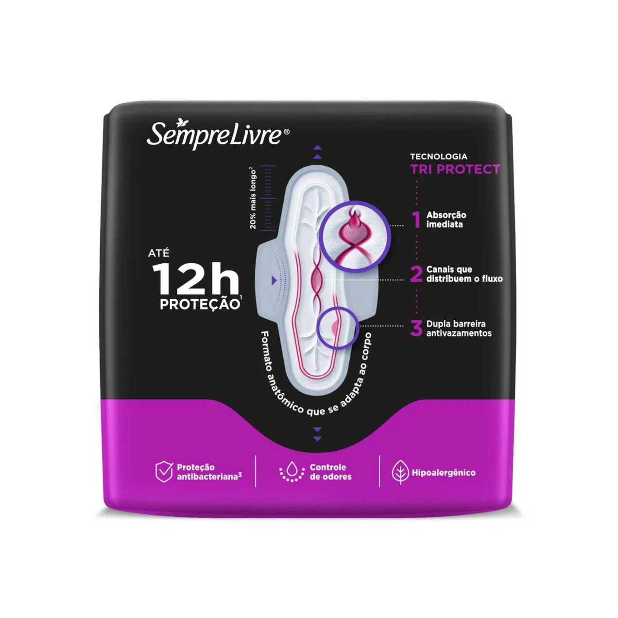 Absorvente Sempre Livre Conforto Noturno Cobertura Suave Com Abas com 8 unidades