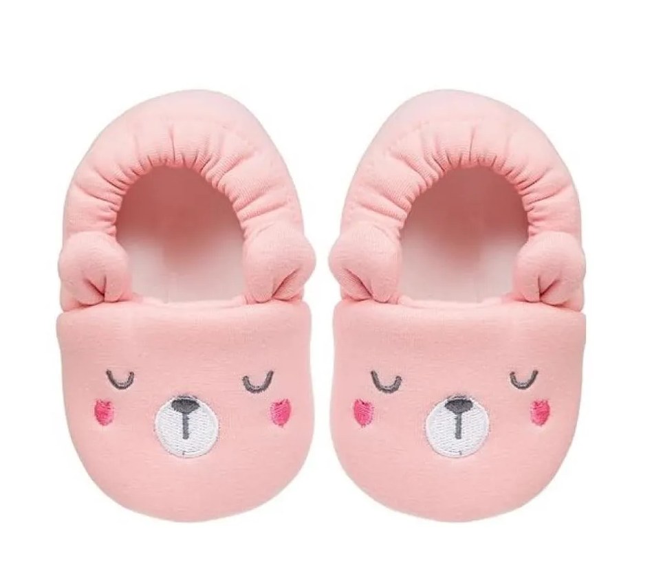 Pantufa Antiderrapante Urso Rosa Buba 1218